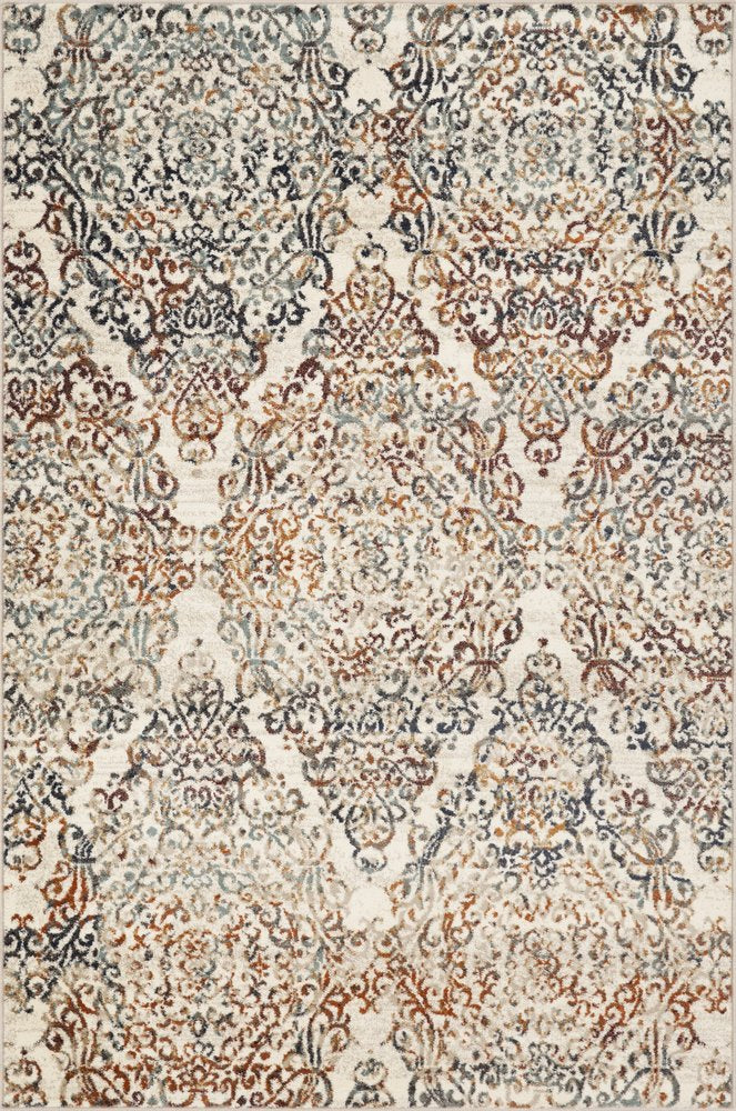 8' X 11' Ivory Rust And Green Oriental Area Rug