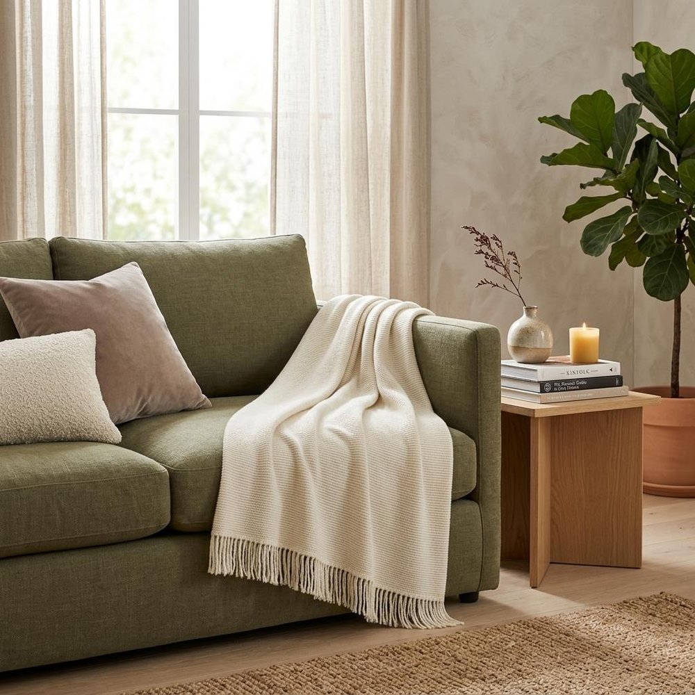 Soft Creamy White Links Pattern Throw Blanket