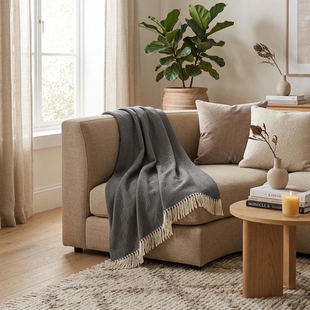 Soft Dark Gray Links Pattern Throw Blanket