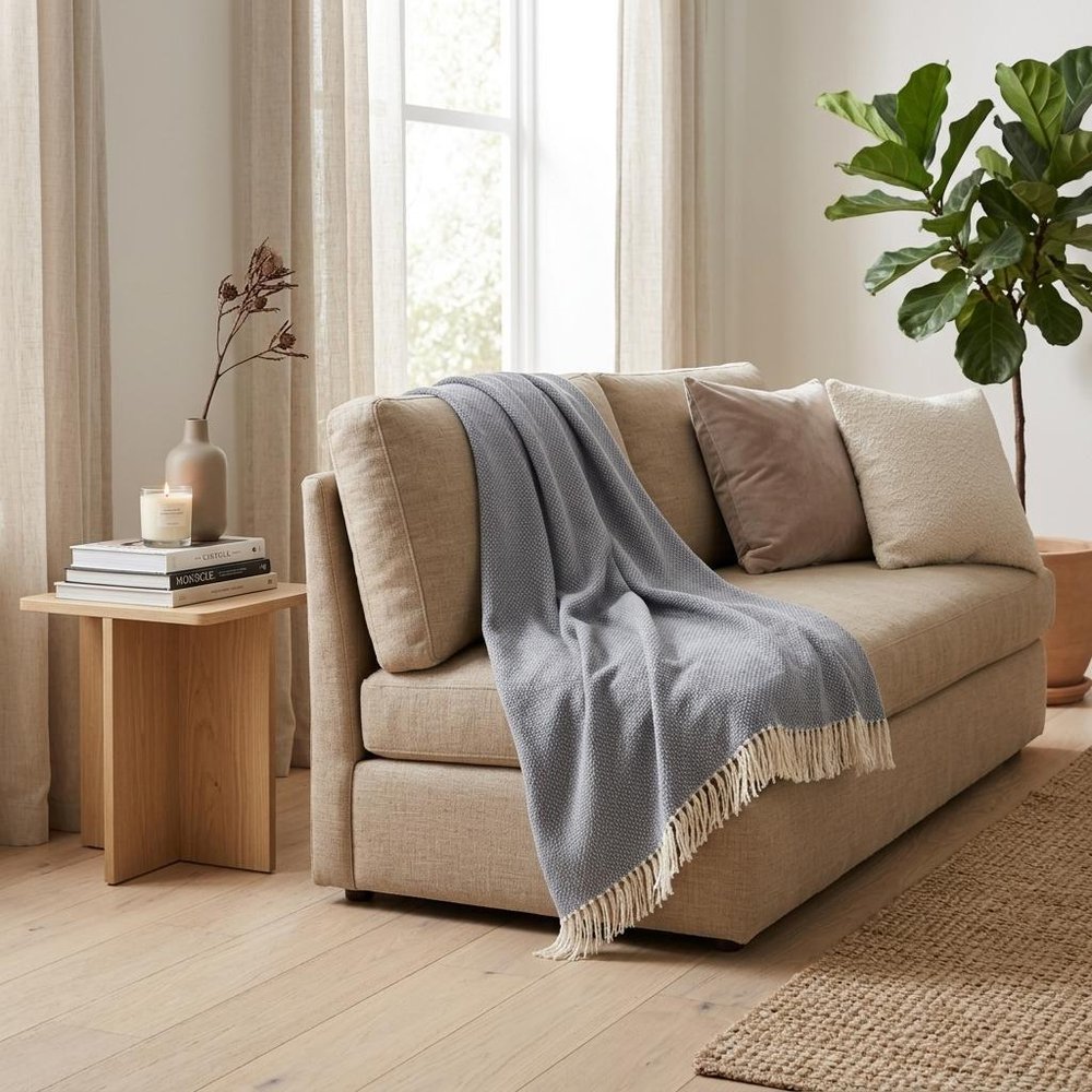 Soft Slate Gray Links Pattern Throw Blanket