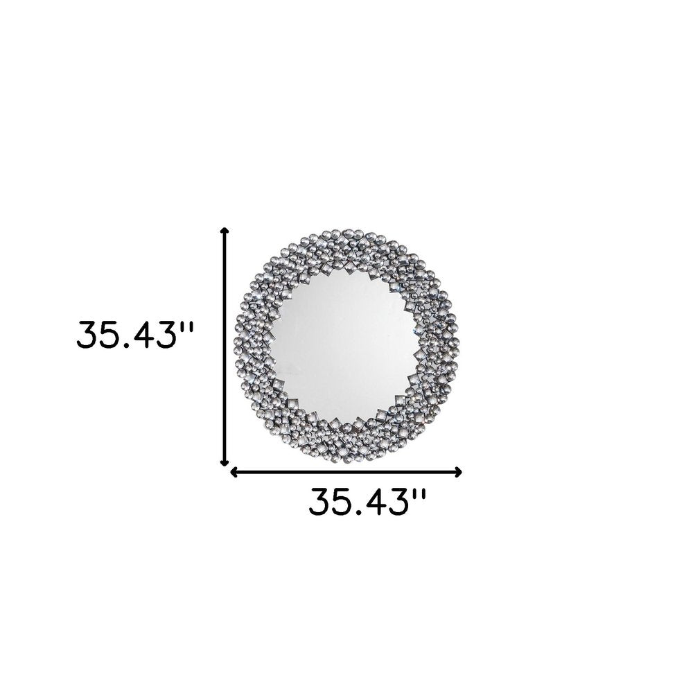 35" Round Faux Crystal Framed Venetian Accent Mirror