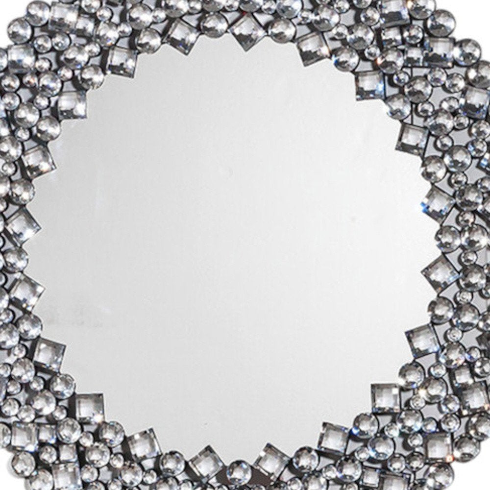 35" Round Faux Crystal Framed Venetian Accent Mirror