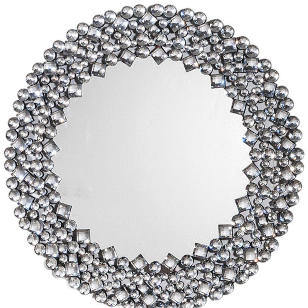 35" Round Faux Crystal Framed Venetian Accent Mirror