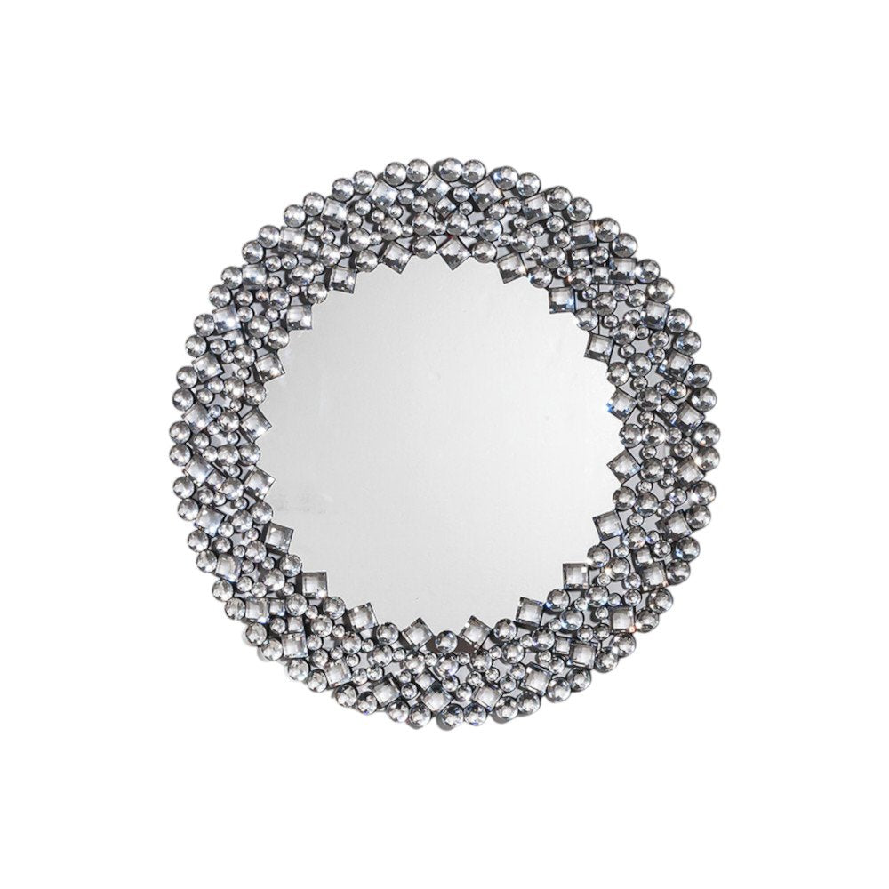 35" Round Faux Crystal Framed Venetian Accent Mirror