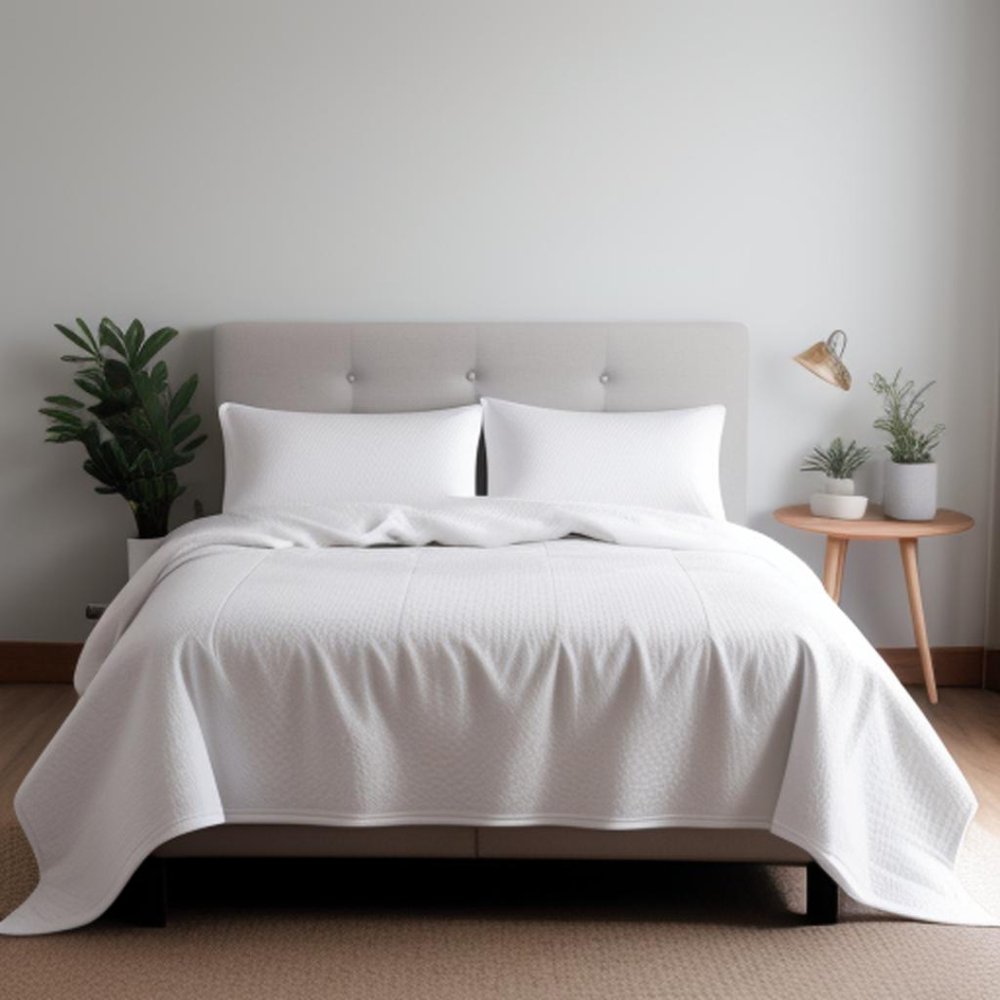 Twin White Polyester Woven Plush Blanket
