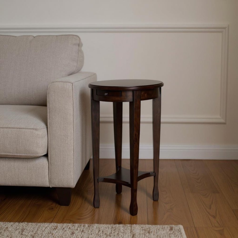 26" Chestnut Oval End Table With Shelf