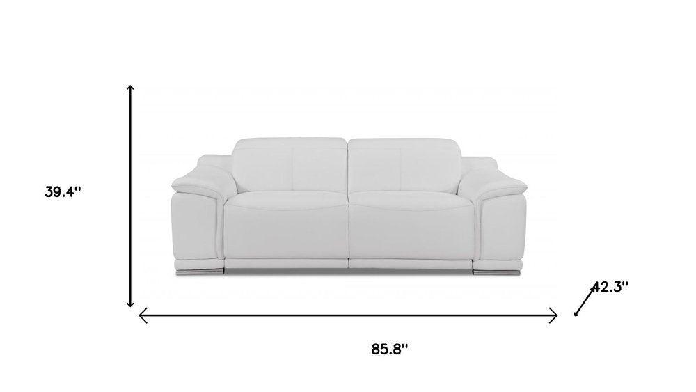 Two Piece Indoor White Italian Leather Five Person Seating Set