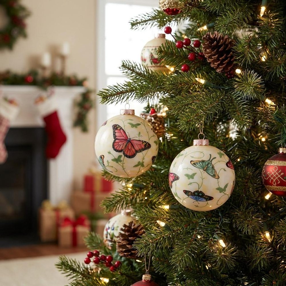 Red White And Green Glass Ball Ornament