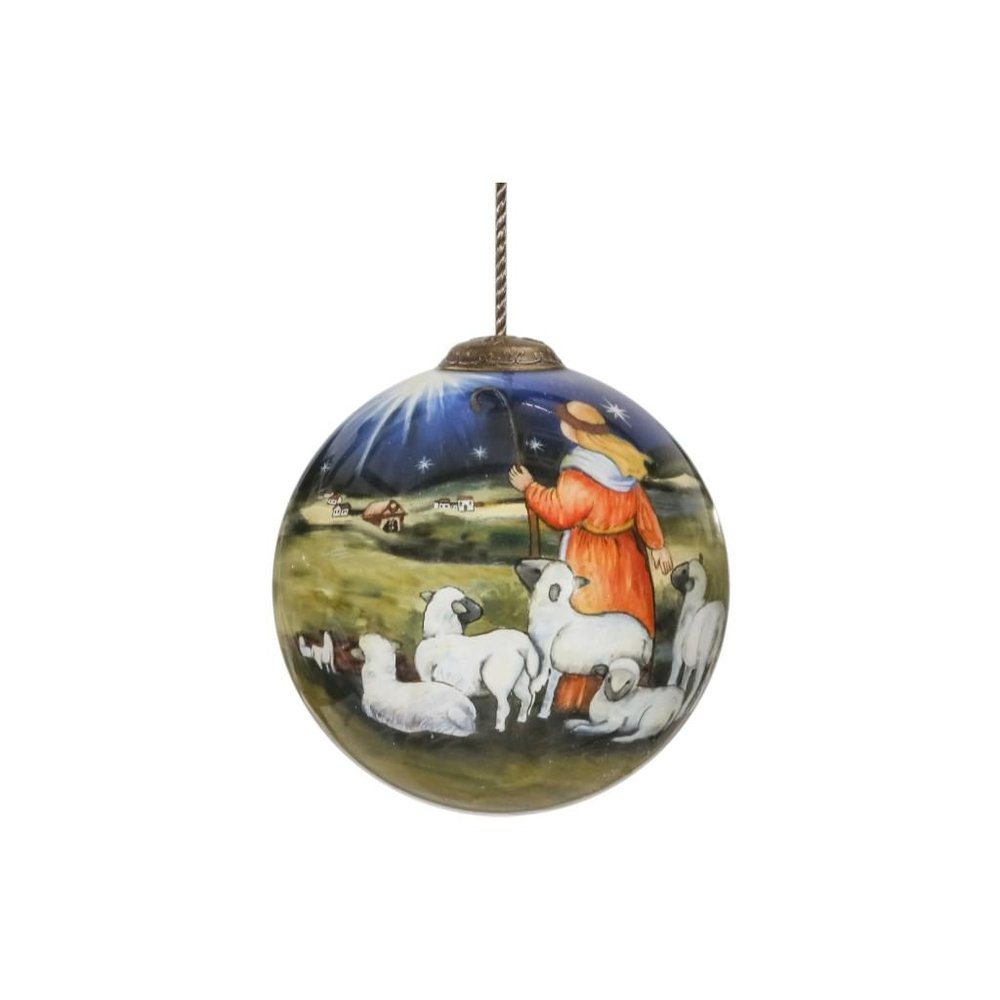 Blue White And Green Glass Ball Ornament