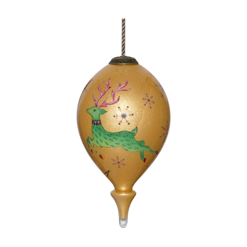 Gold Green And Pink Glass Finial Ornament