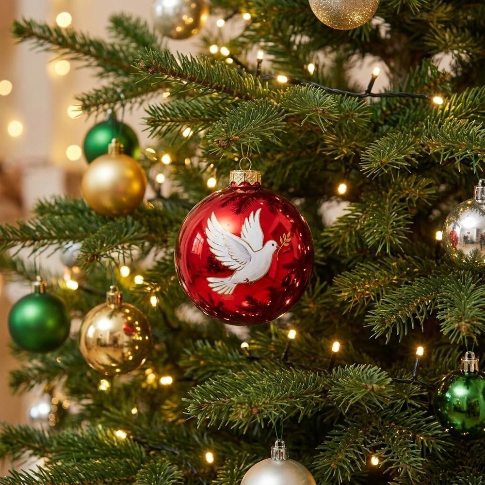 Red White And Green Glass Ball Ornament