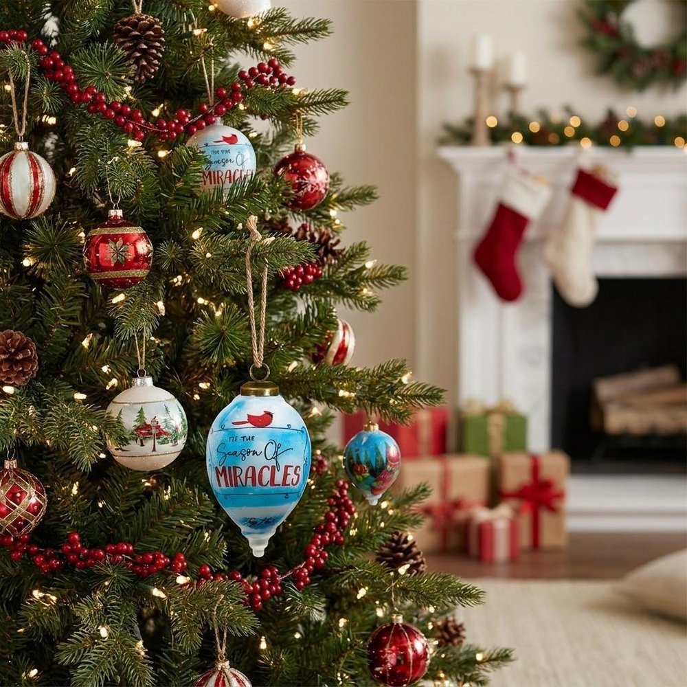Red Blue And Green Glass Finial Ornament