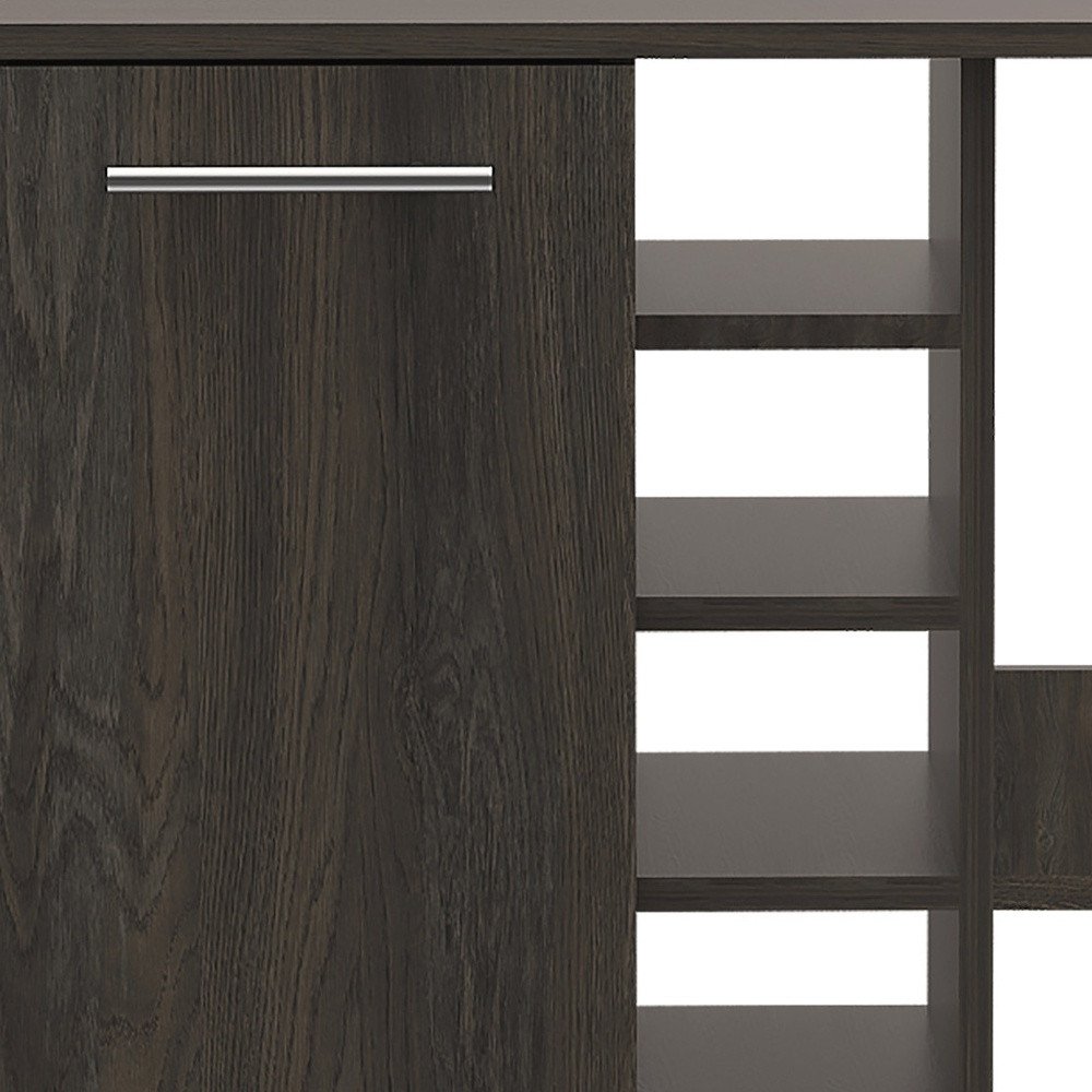 Espresso Rolling Bar Cart With Wine Storage