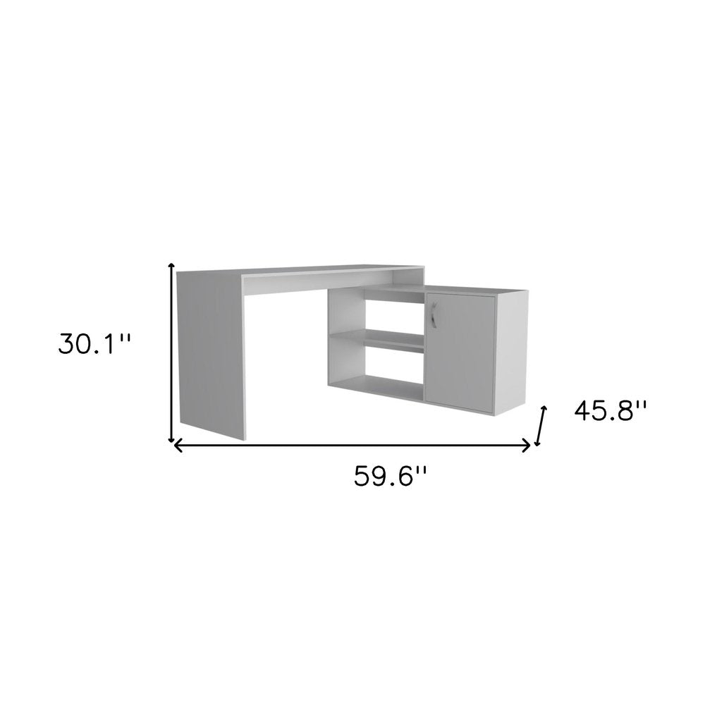 60" White L Shape Computer Desk