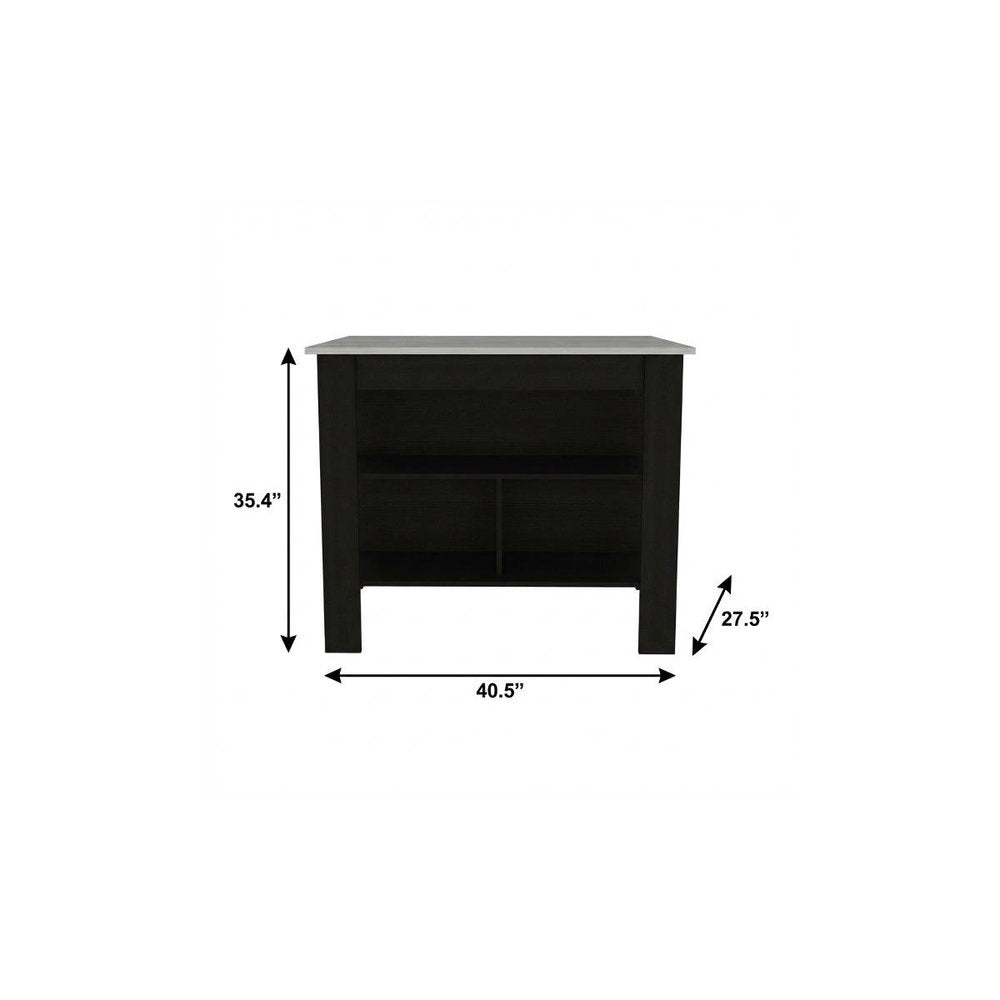 Black and Ivory 41" Kitchen Island With Storage