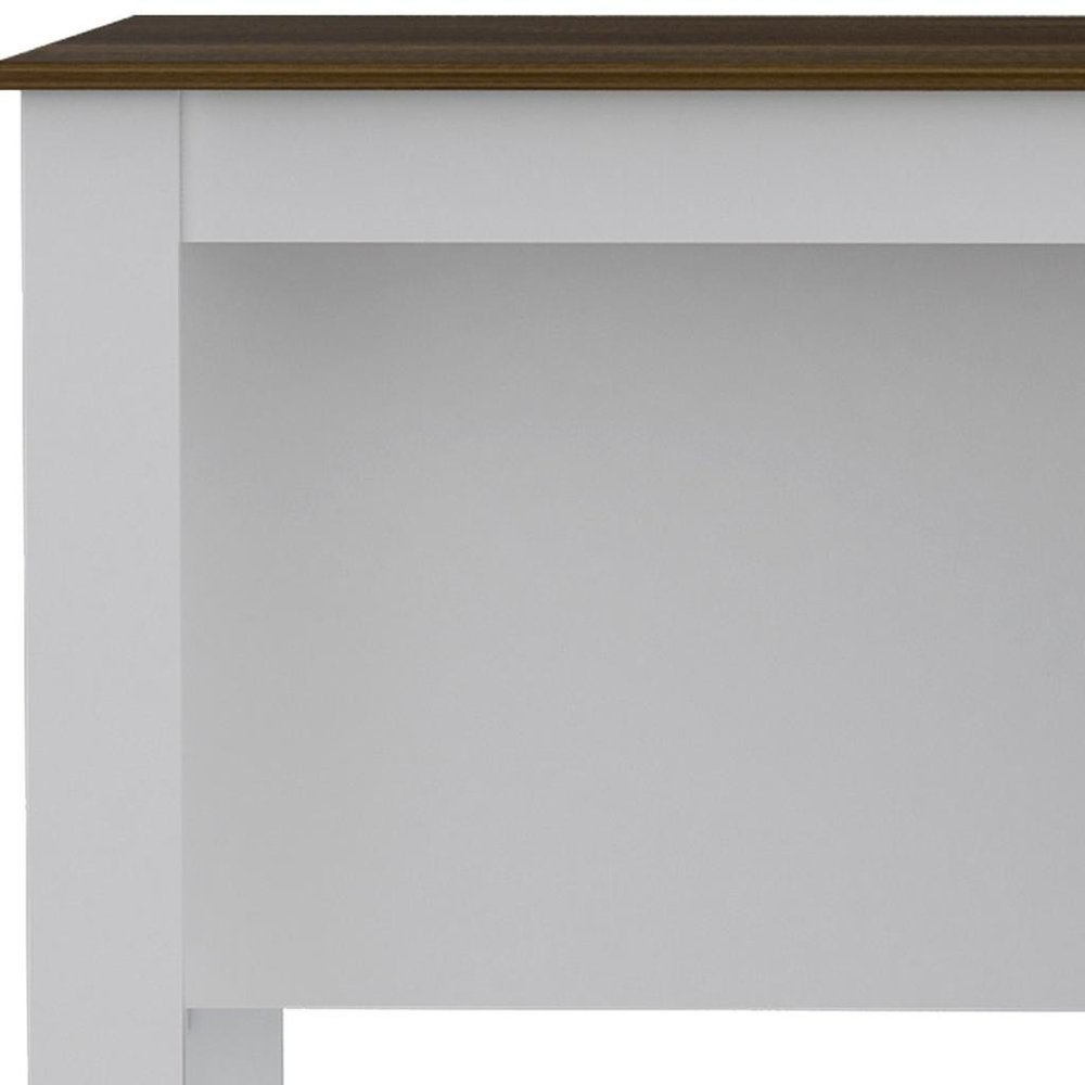 White and Brown 41" Kitchen Island With Storage