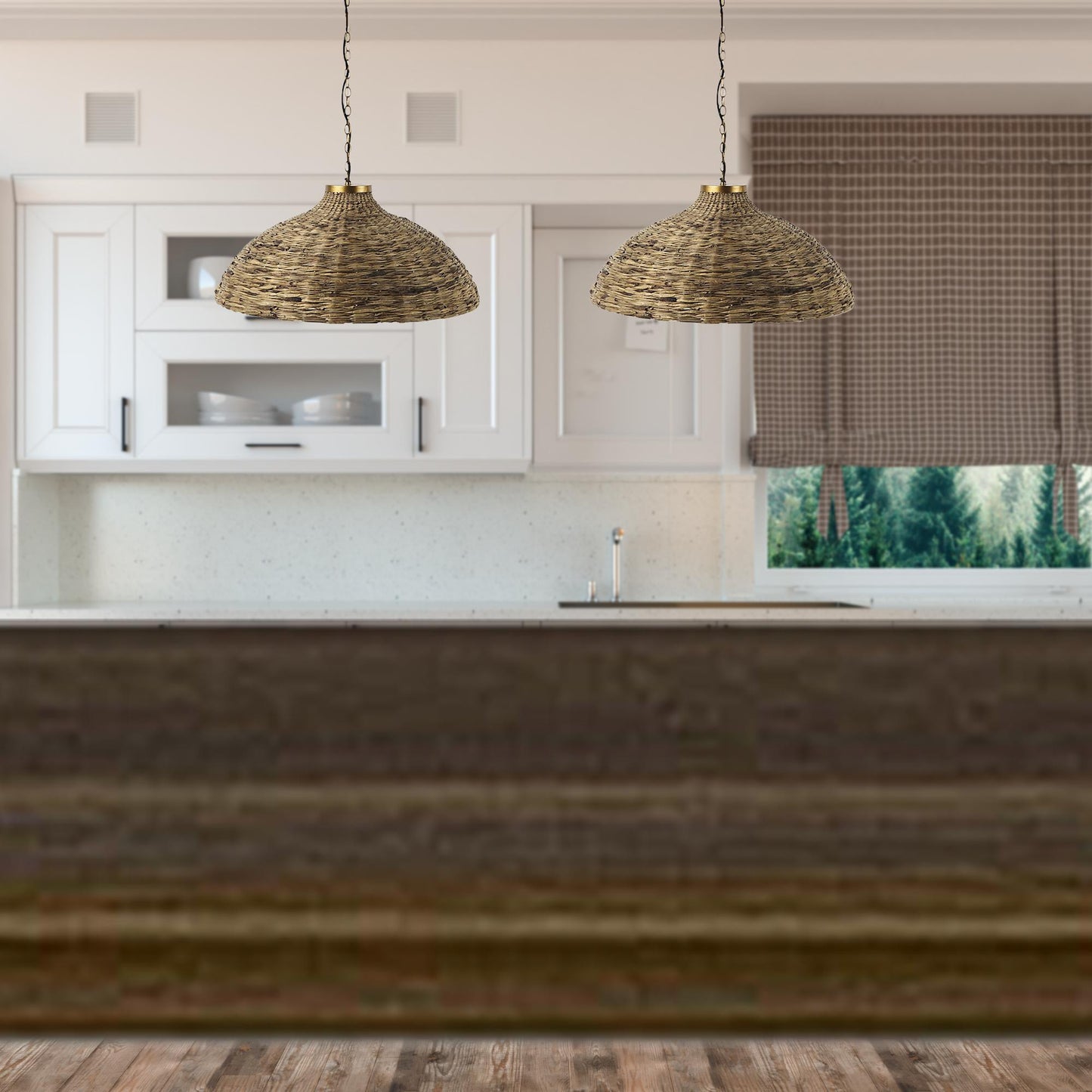 White and Brown 41" Kitchen Island With Storage