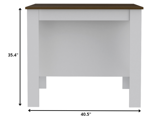 White and Brown 41" Kitchen Island With Storage