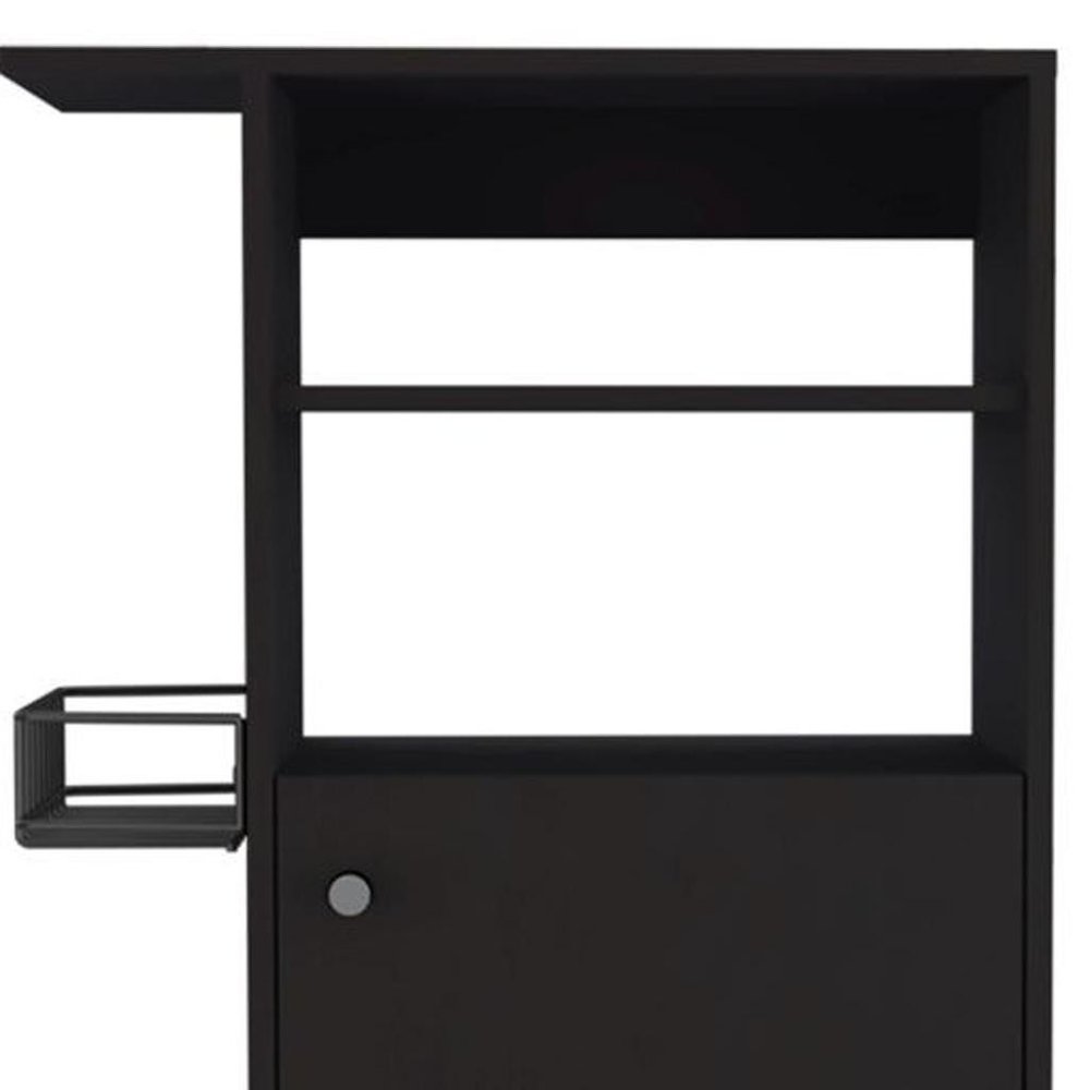 Black 24" Rolling Kitchen Cart With Storage