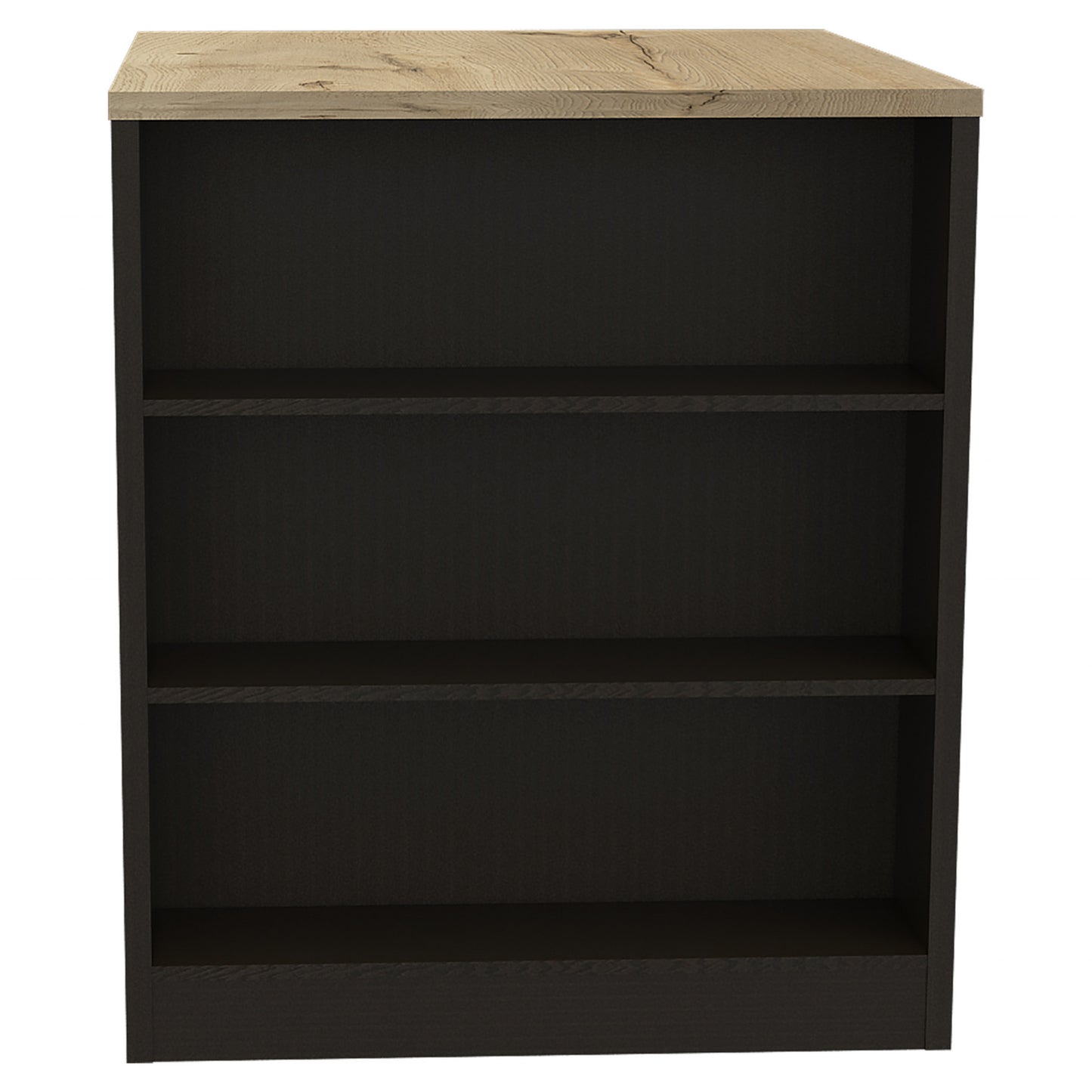 Black and Natural 36" Kitchen Island With Storage