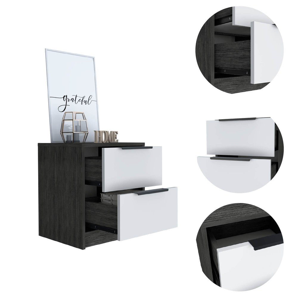 19" Wood Two Drawer Nightstand