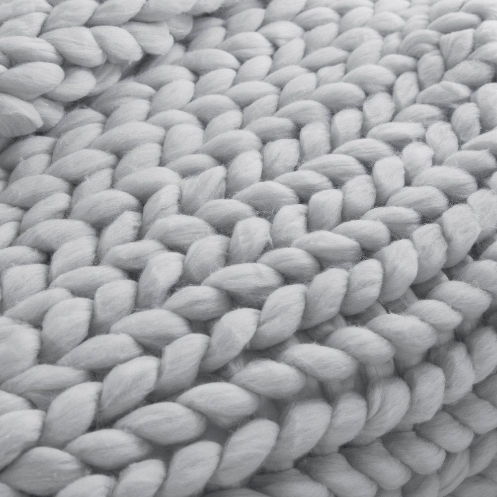 50" X 60" Light Gray Boho Chunky Knit Throw Blanket