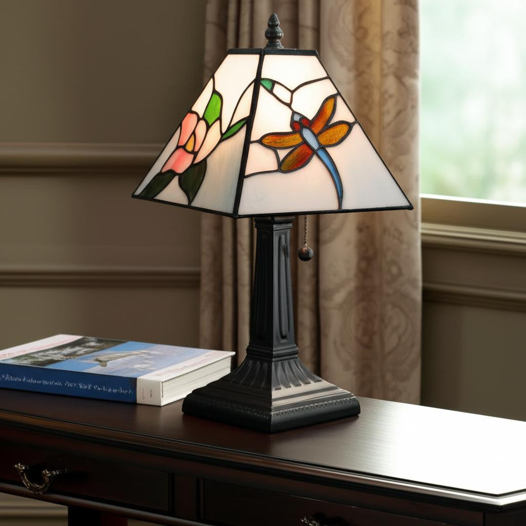 15" Dark Brown Metal Candlestick Table Lamp With White Empire Shade