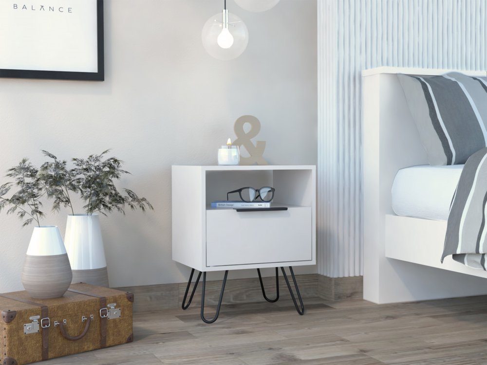 22" White Wood Nightstand