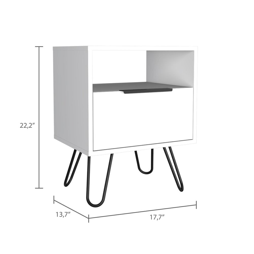 22" White Wood Nightstand