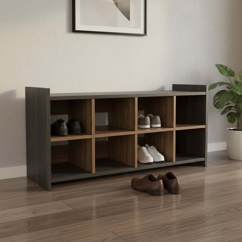 Dark Brown Ten Pair WoodShoe Rack