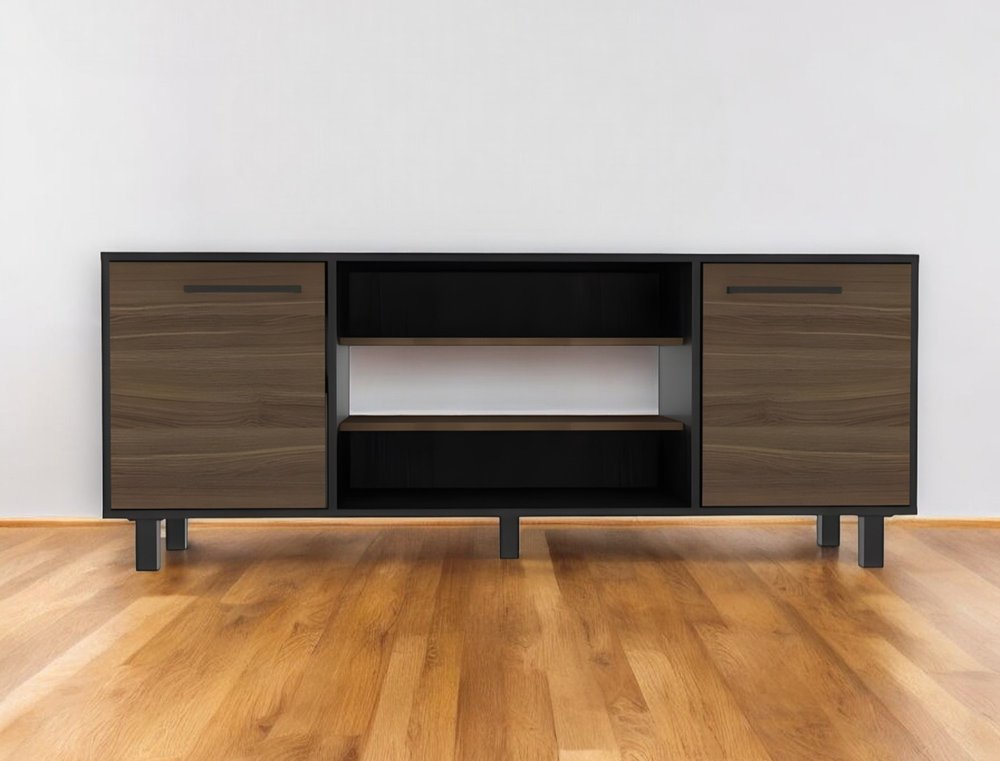 59" Black And Brown Wood TV Stand