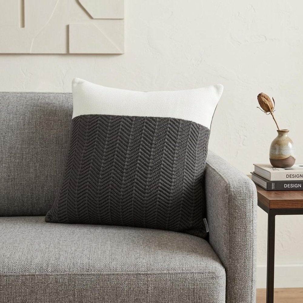 20" Gray Cotton Throw Pillow
