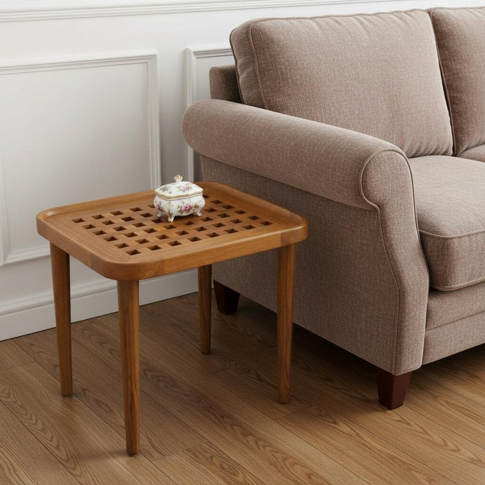 18" Brown Solid Wood Rectangular End Table