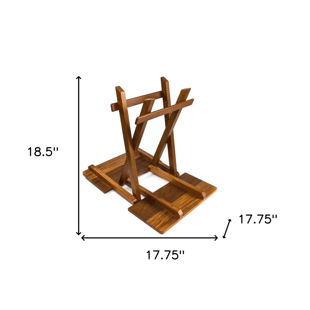 19" Brown Solid Square Teak Folding Indoor Outdoor End Table
