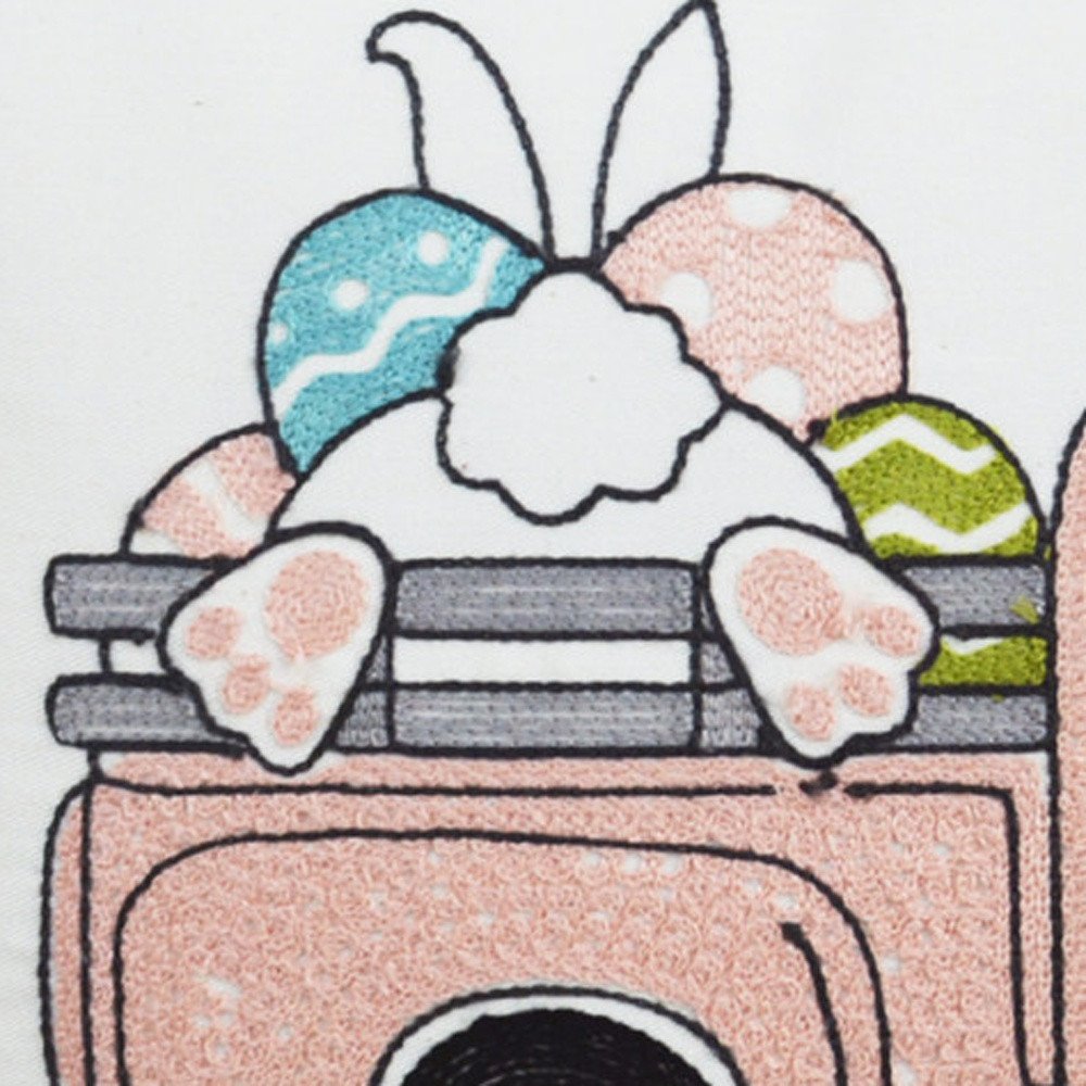 13" X 20" Pink and White Easter Egg Hunt Easter Easter Bunny Throw Pillow