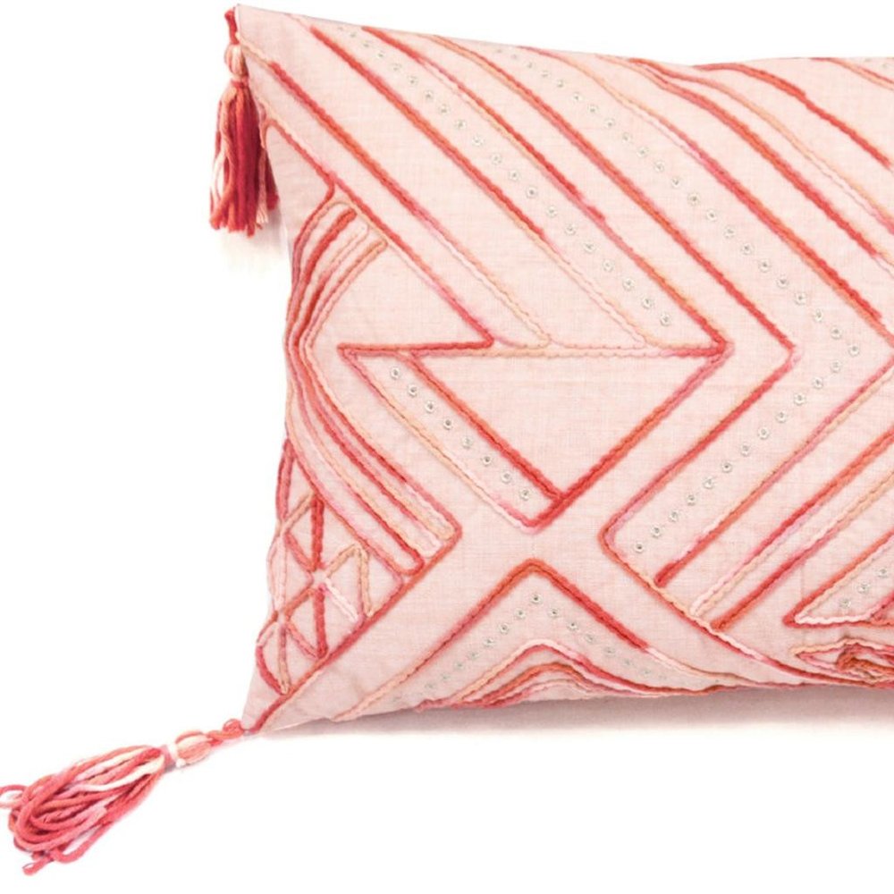 13" X 20" Coral Throw Pillow with Tassels