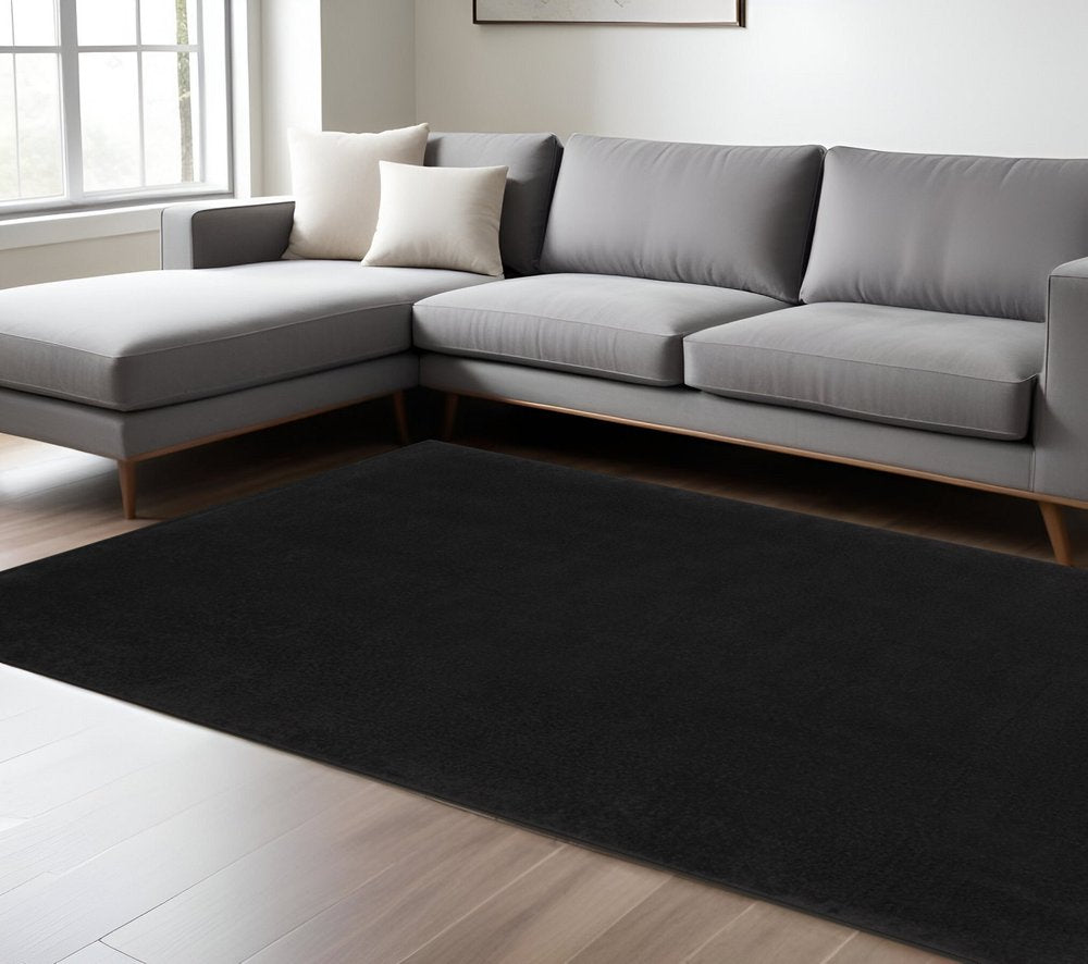 9' X 12' Black Stain Resistant Indoor Outdoor Area Rug