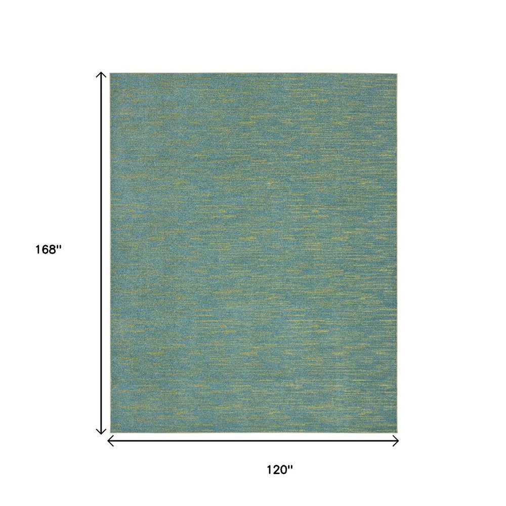 10' X 14' Blue And Green Indoor Outdoor Area Rug