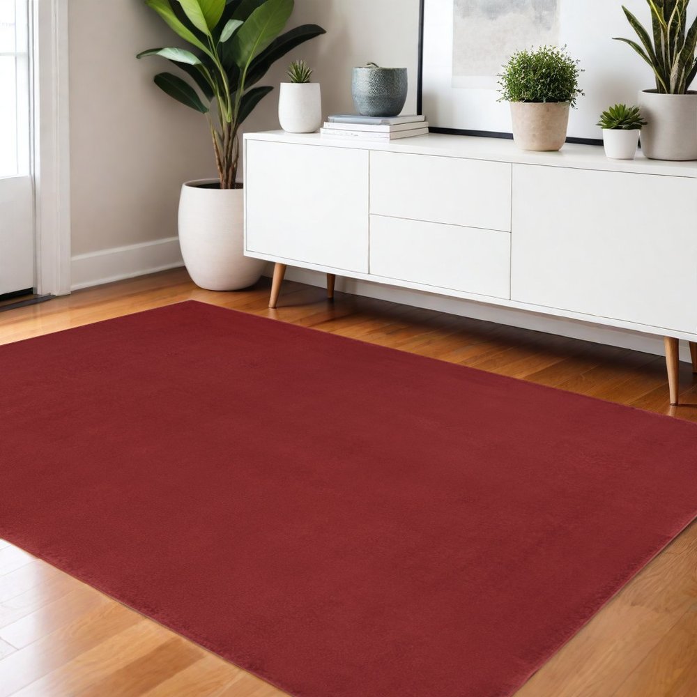 4' X 6' Brick Red Stain Resistant Indoor Outdoor Area Rug