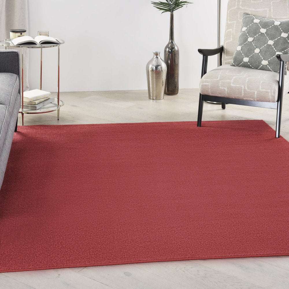 7' Brick Red Square Indoor Outdoor Area Rug