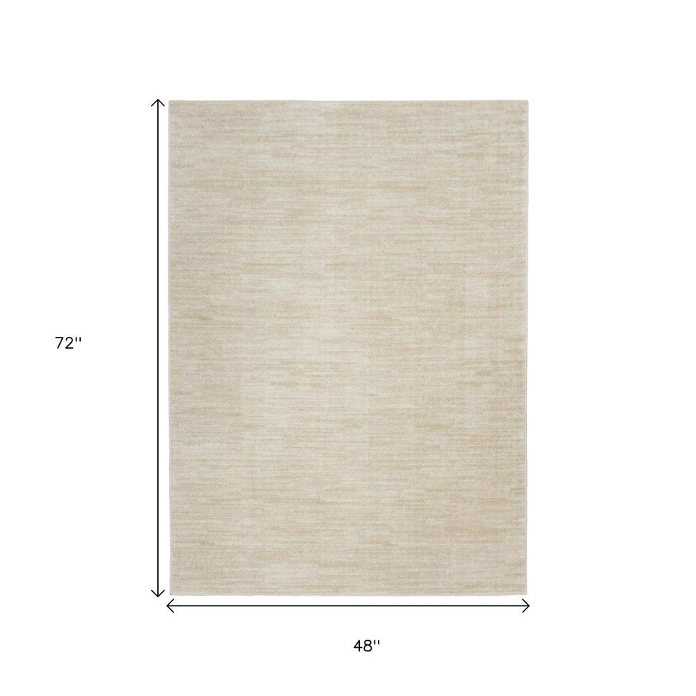 4' X 6' Beige And Ivory Indoor Outdoor Area Rug