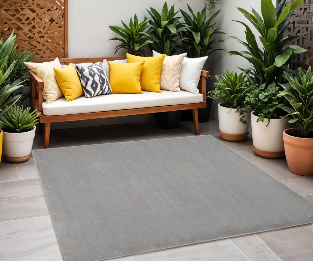 7' Gray Square Indoor Outdoor Area Rug