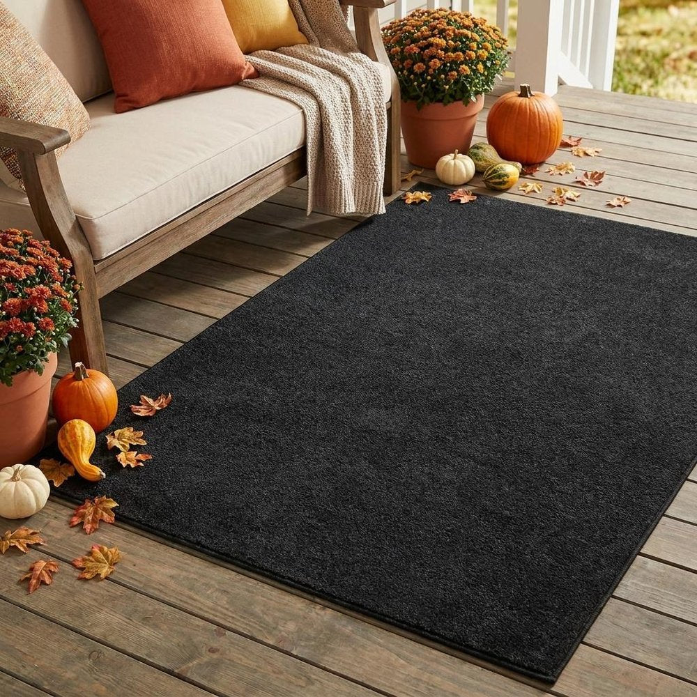3' X 5' Black Stain Resistant Indoor Outdoor Area Rug