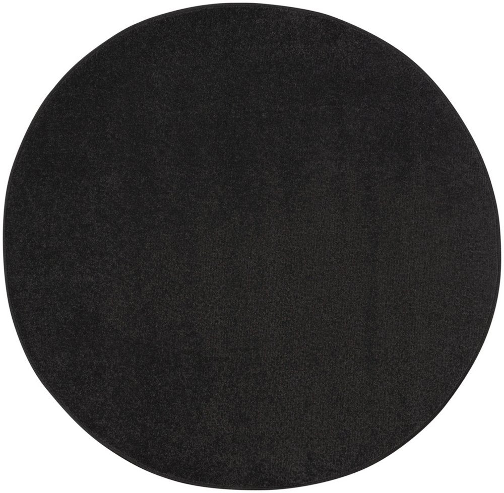 4' Black Round Indoor Outdoor Area Rug