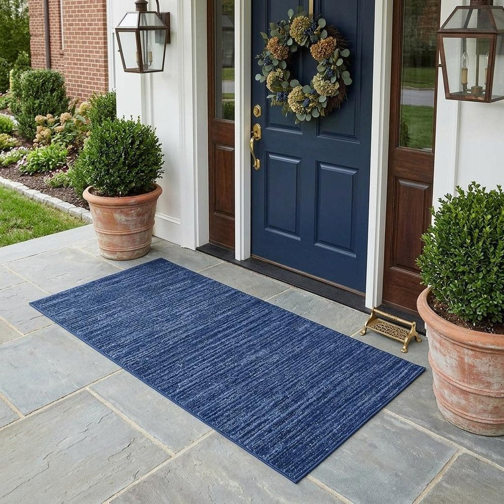 4' Runner Navy Blue Indoor Outdoor Runner Rug