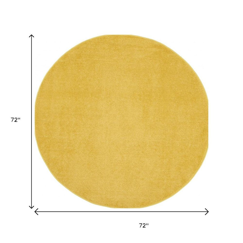 6' X 6' Yellow Round Indoor Outdoor Area Rug
