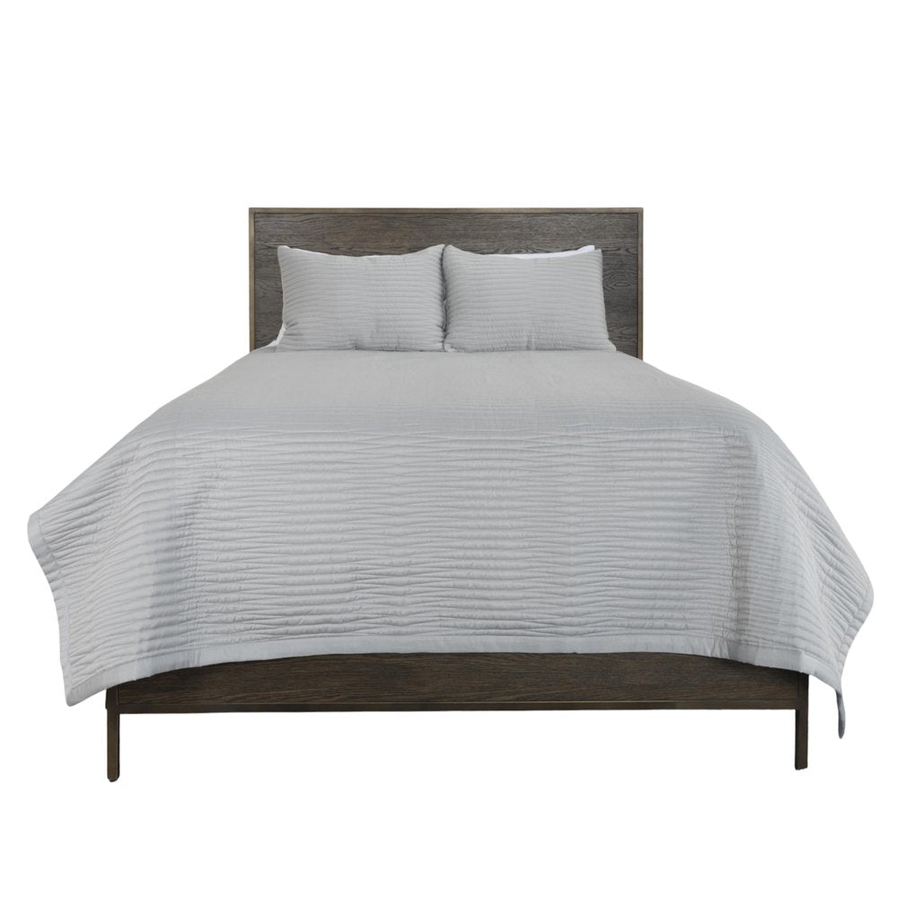 Set of Three Gray Geometric King Quilt