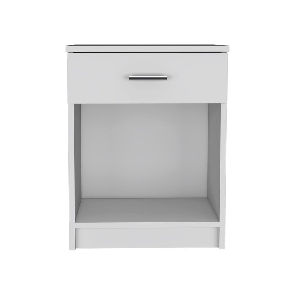 22" White Wood One Drawer Nightstand
