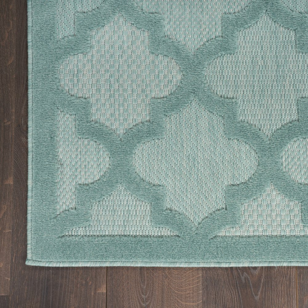 5' X 7' Aqua Indoor Outdoor Area Rug