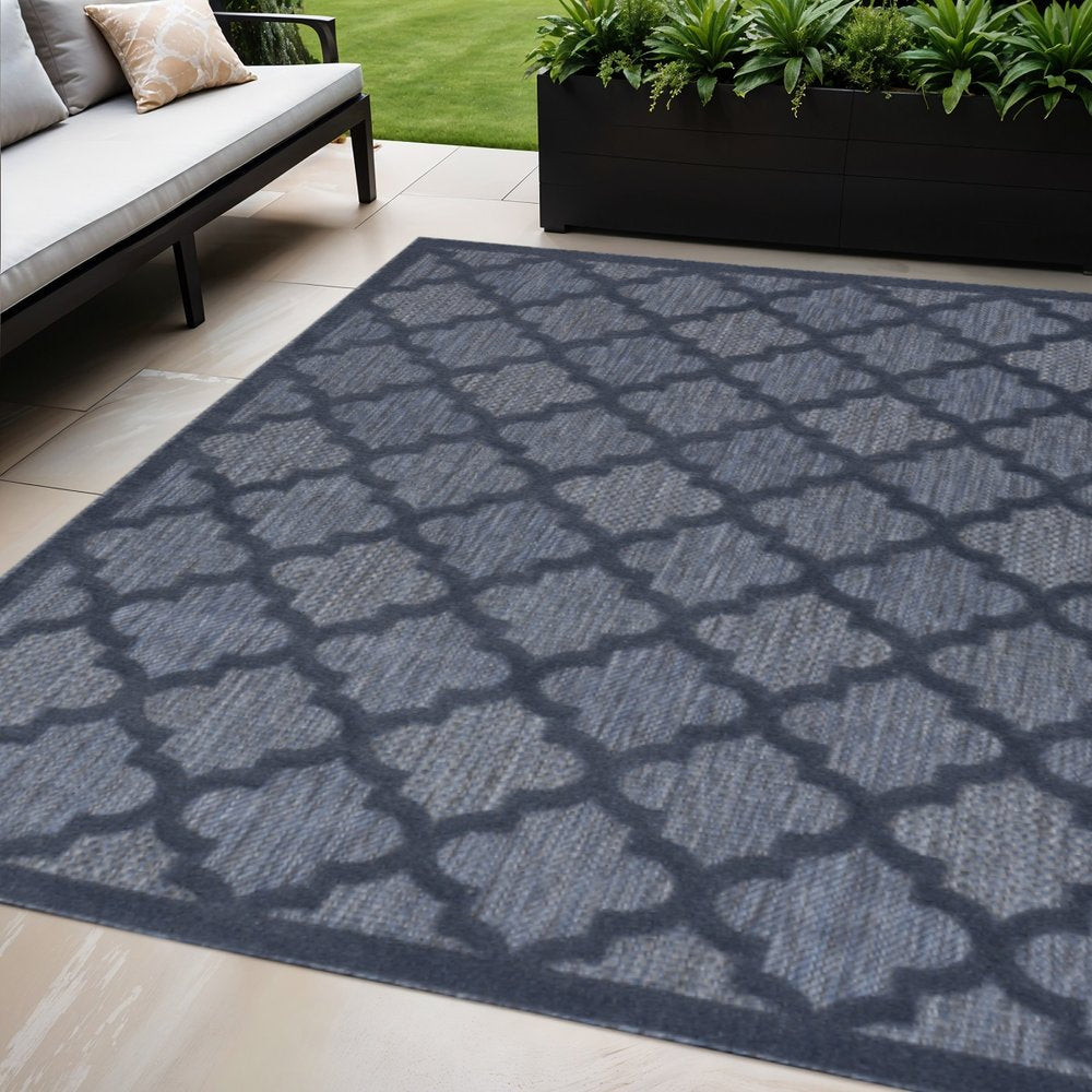 5' X 7' Blue Indoor Outdoor Area Rug